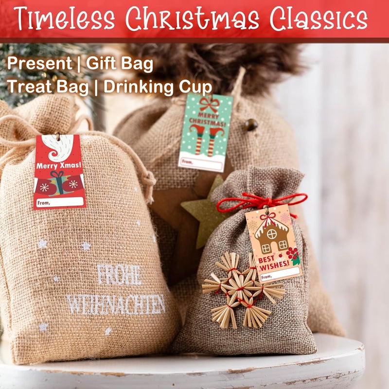 HandEasy 40 Pcs Christmas Gift Tags, 2.1"×3.5" Merry Xmas Paper Tags with String, Hanging Christmas Presents Label Wrapping for Party FavorDecorations, 4 Styles - A04 - Image 4